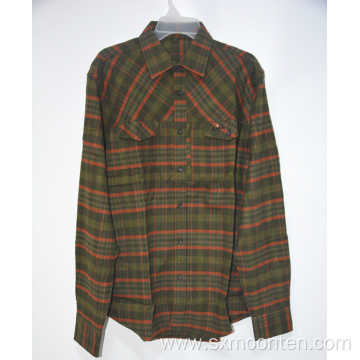 Casual Grid Flannel Cotton Long Sleeve Men's Shirt